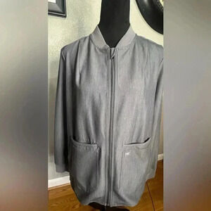 Figs Technical Collection Women's Medium Gray Full Zip Long Sleeve EUC